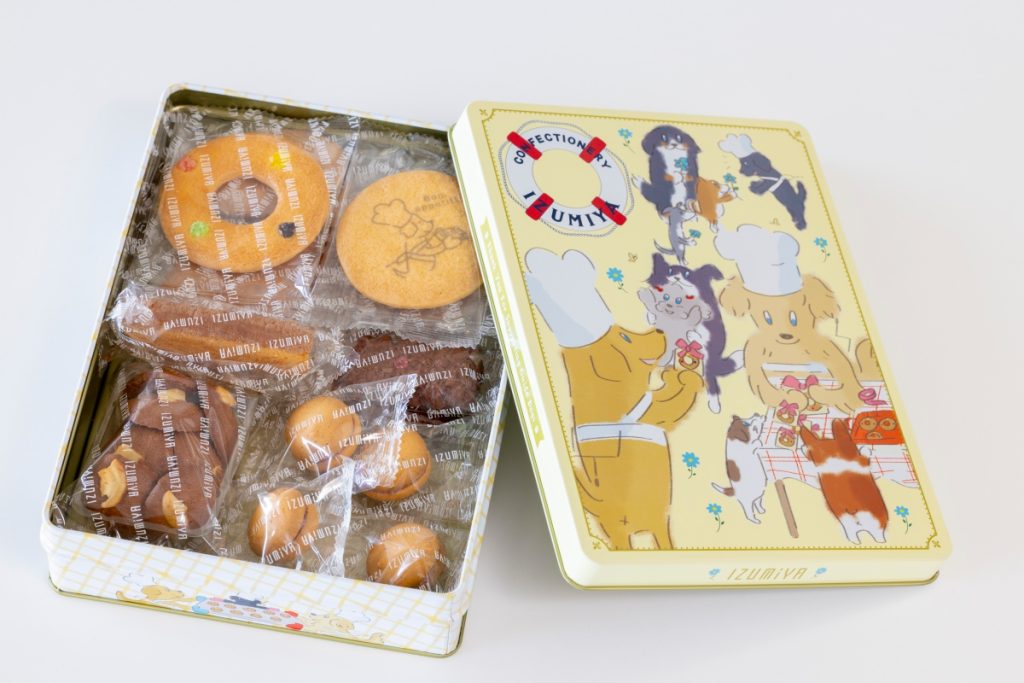 「泉屋東京店　盲導犬アート缶【感謝祭】」1,728円