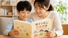 お金の本を読む親子