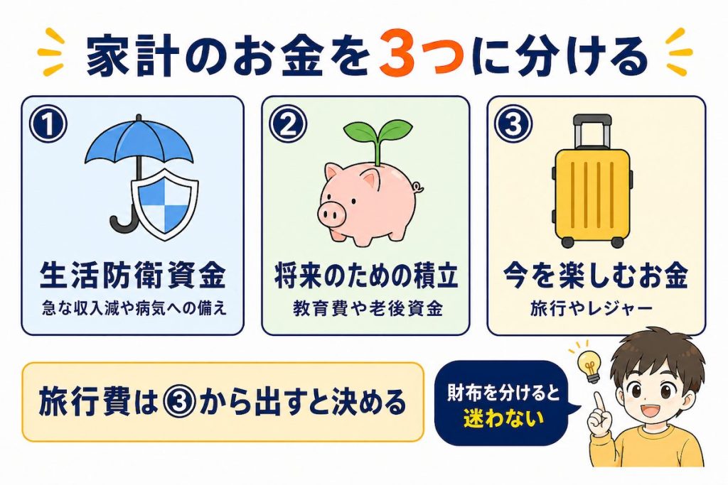 家系のお金を3つに分ける